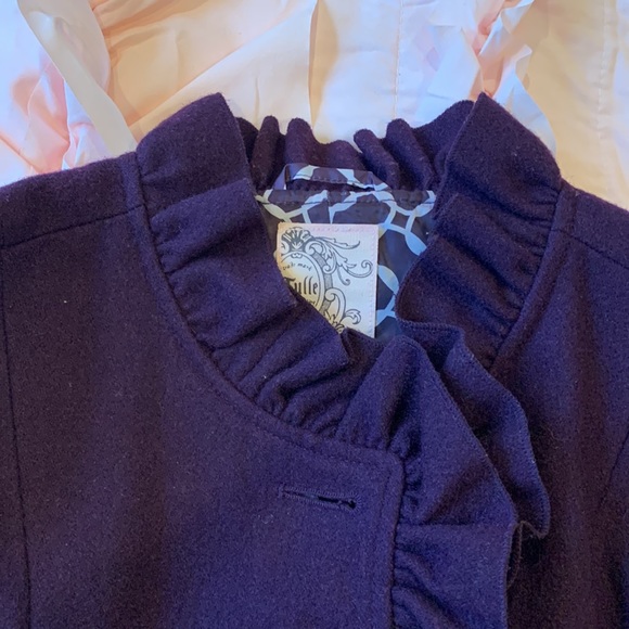 Tulle Purple Ruffle Peacoat - Picture 5 of 10